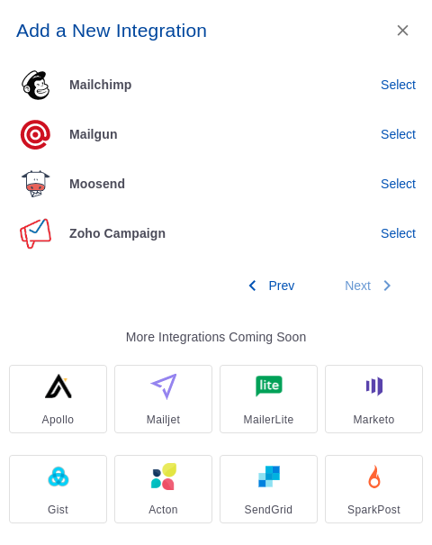 Zoho Campaigns integration step